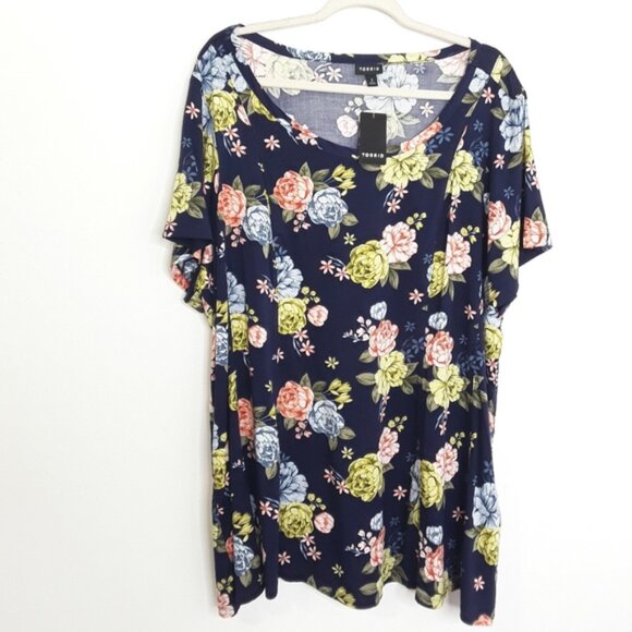 TORRID NAVY FLORAL CHALLIS FIT & FLARE BLOUSE NWT sz 3 - Picture 5 of 10